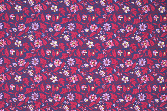 Indian Print Floral Berry & Lilac on Purple
