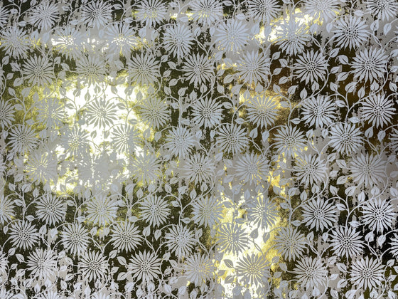 Indian Foil Distressed Gold with White Flowers -- NEW