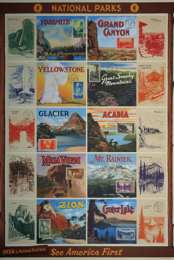Florentine Print National Parks See America First - NEW