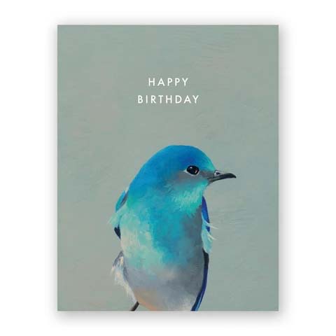 Note Card Mincing Mockingbird Bluebird Birthday