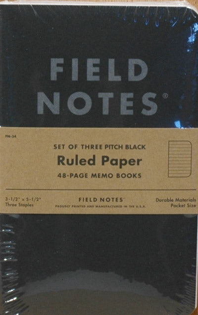 Journal Small Field Notes Pitch Black Ruled