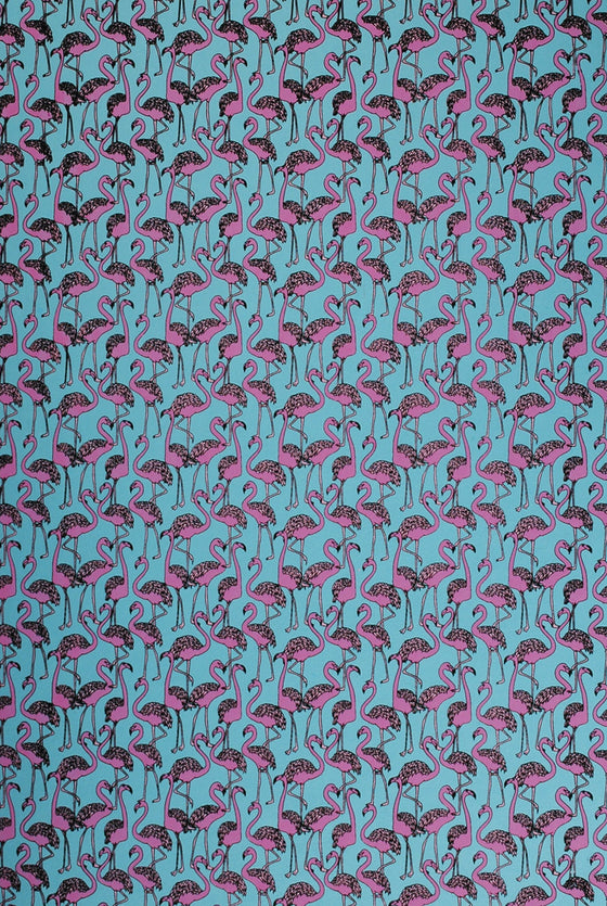 Indian Print Pink Flamingos Turquoise