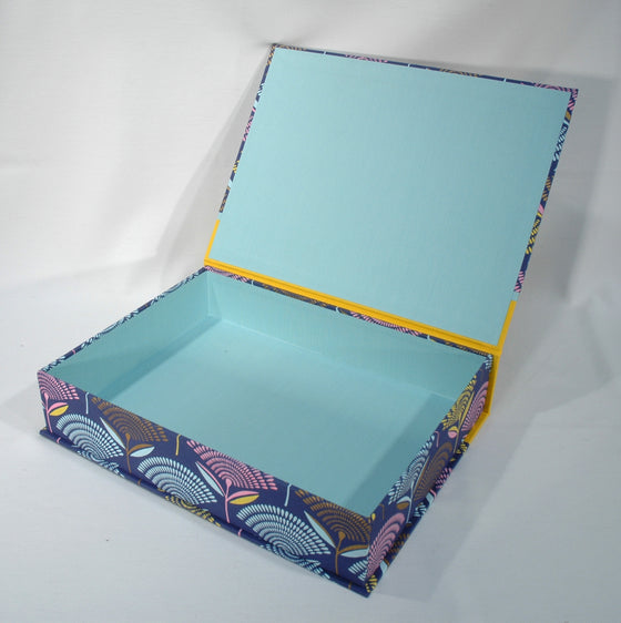 Box Hinged Lid Large - Fan Flowers