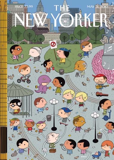 Note Card New Yorker Cover Festive Day in the Park