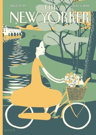Note Card New Yorker Cover Picnic Bicycle Ride