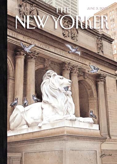 Note Card New Yorker Cover Library Lions