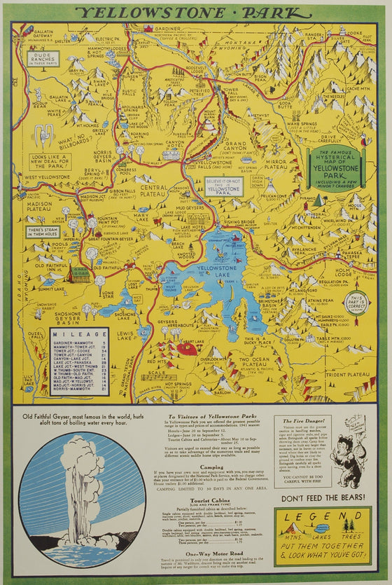 Florentine Print Map of Yellowstone National Park