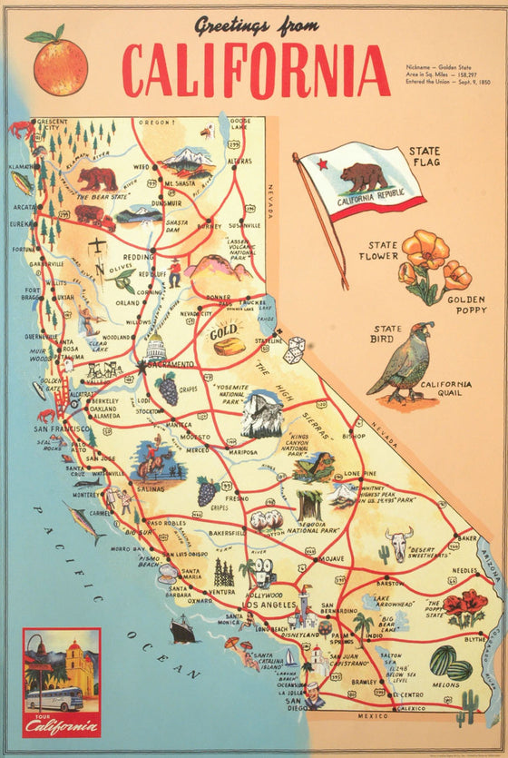 Florentine Print Map of California