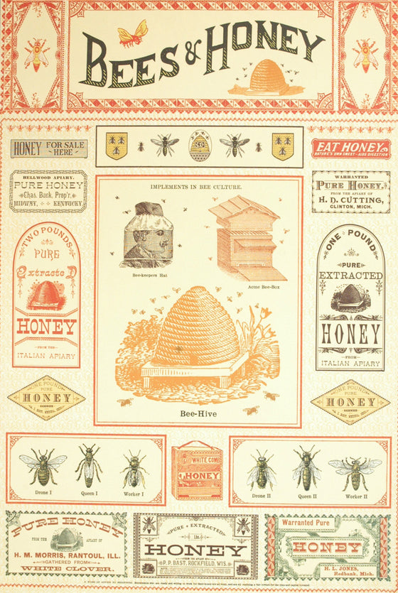 Florentine Print Bees and Honey