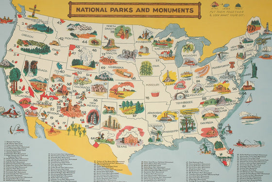 Florentine Print Map of National Parks