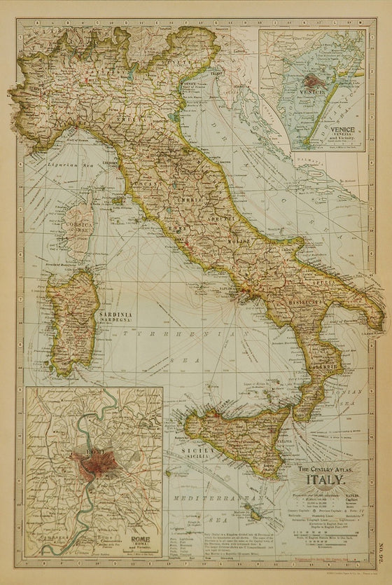 Florentine Print Map of Italy