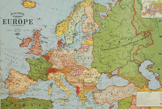 Florentine Print Map of Europe GW Bacon