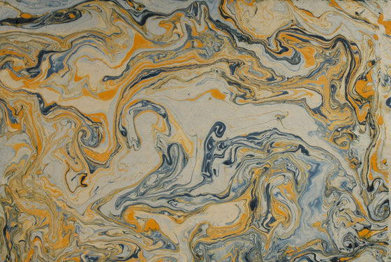 Lokta Marble Blue/Yellow/Gold on Natural