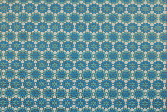 Indian Print Mosaic Flower Aqua Sea Green
