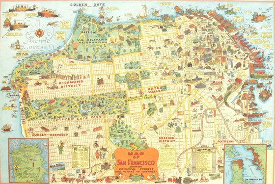 Florentine Print Map of San Francisco