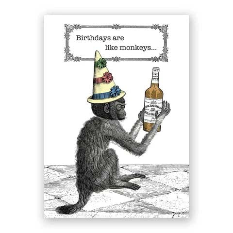 Note Card Mincing Mockingbird Monkey Birthday