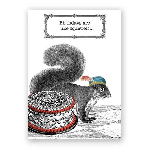 Note Card Mincing Mockingbird Squirrel Birthday